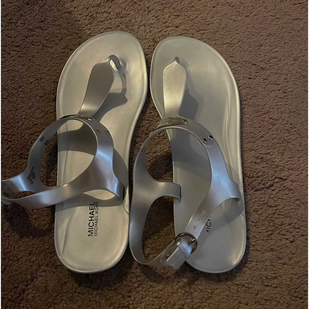 Michael Kors silver jelly sandals